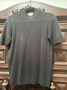 Classic Black Short-Sleeve Mockneck Sweater